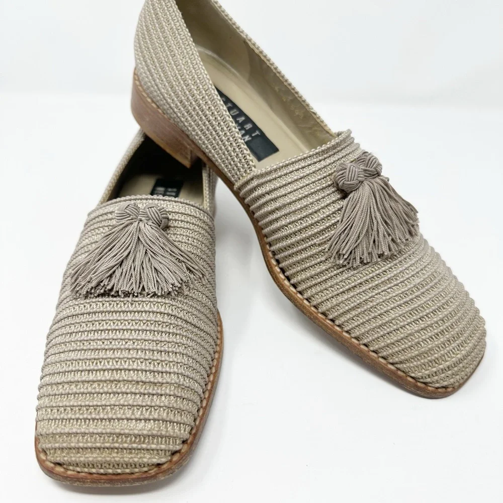 STUART WEITZMAN WOVEN STRETCH TASSEL LOAFER‎ 7N